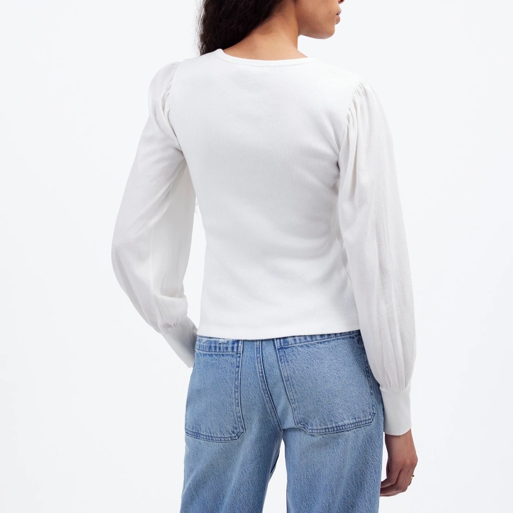 Madewell Ribbed Puff-Sleeve Top - Picture 4 of 9